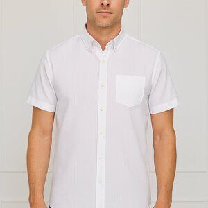 NWOT Ben Sherman White Seersucker Button‑Up Shirt XL – 100% Cotton, Crisp & Clas